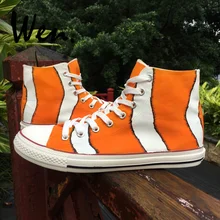 Вэнь дизайн настроить клоун море животные спортивная обувь Ручная роспись высокие холщовые скейтборд обувь Открытый Спорт кроссовки