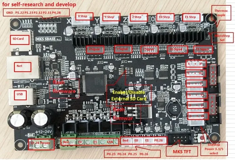 3D принтеры Управление плата MKS SBASE V1.3 32 бит с открытым исходным кодом Smoothieboard