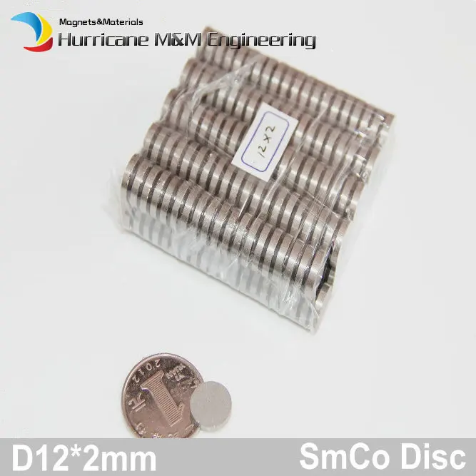 

200pcs Smco Magnet Disc Dia. 12x2 Mm Cylinder Grade Yxg28h 350 Degree C Operating Temp Permanent Magnets Rare Earth Magnets