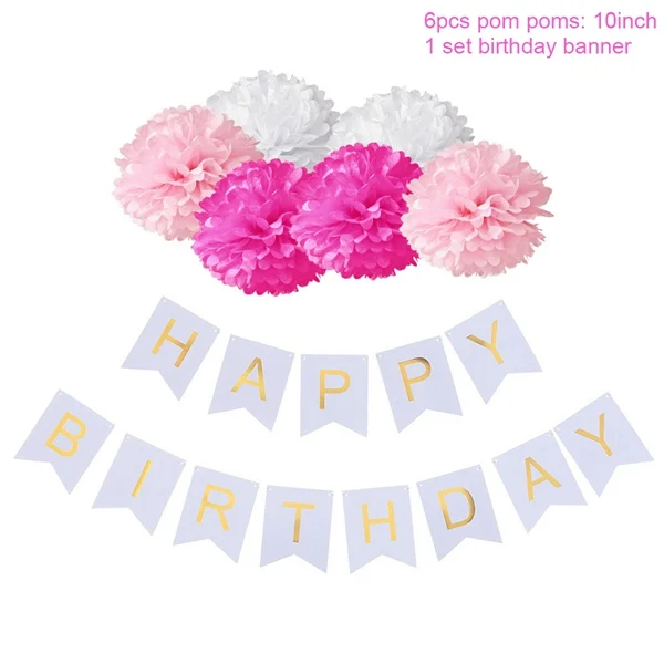 LAPHIL синий с днем рождения баннер набор розовый папиросная бумага кисточка гирлянда мальчик девочка день рождения украшения для взрослых вечерние принадлежности - Цвет: Style 16
