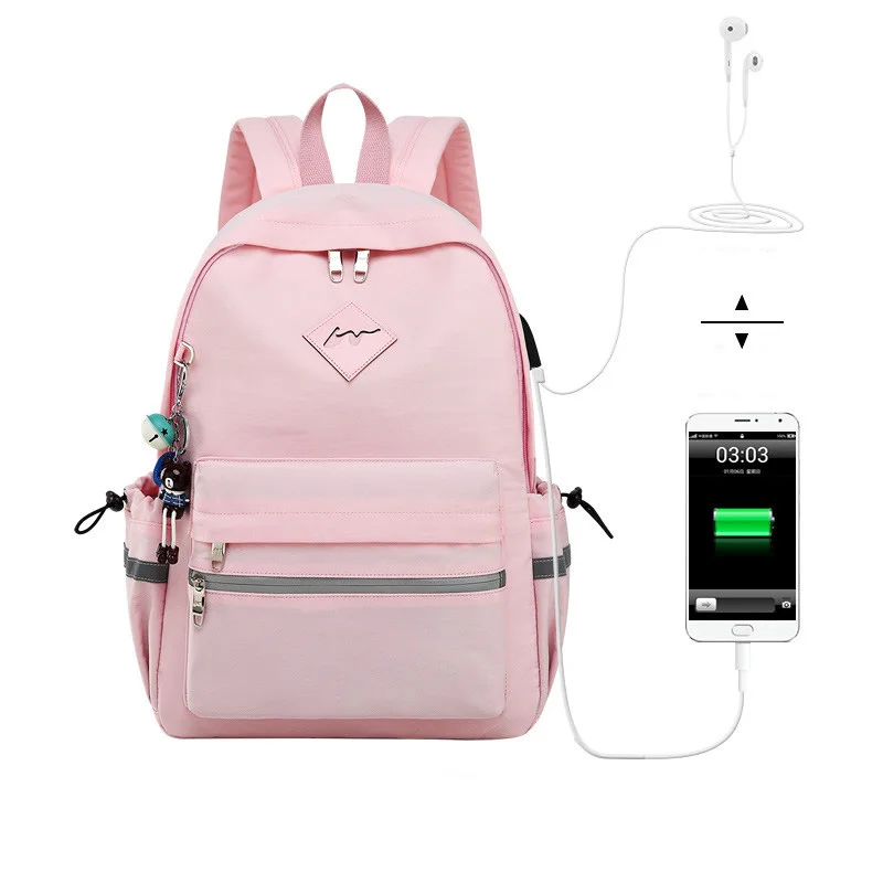 

Women External USB Charge Backpack Male Mochila Escolar Girls 14 inch Laptop Backpack Waterproof School Bags Backpack for teens