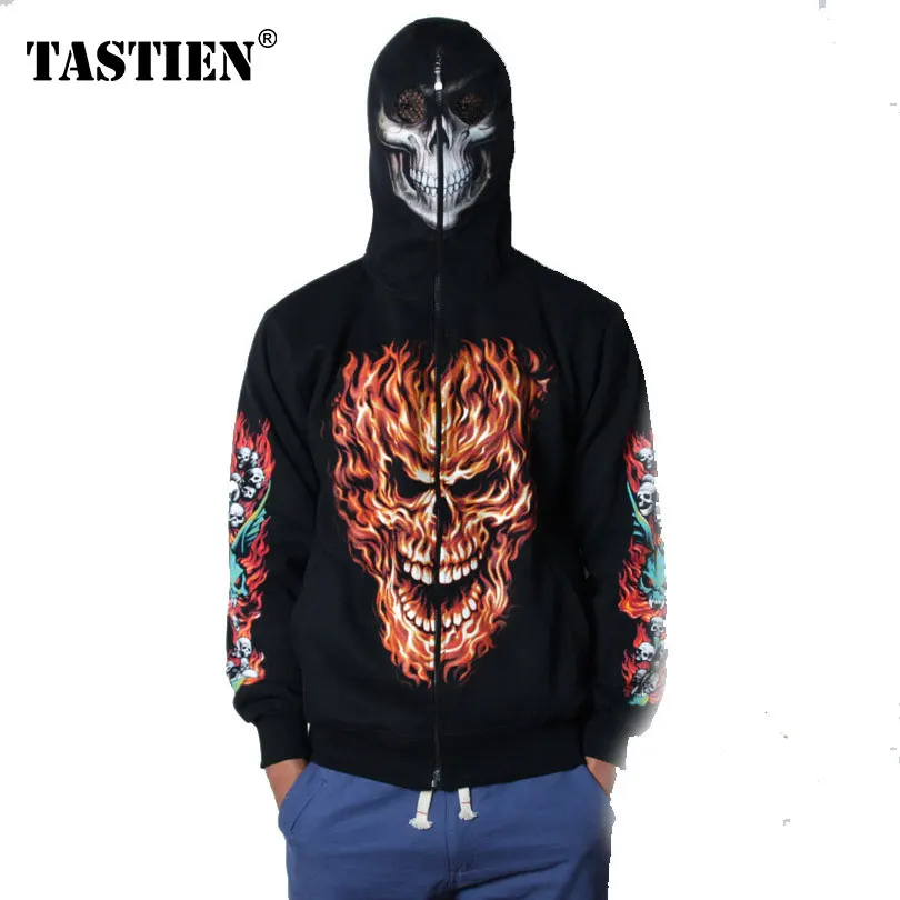 TASTIEN 2018 New Brand Mens Hoodies Luminous Fluorescent Personalized