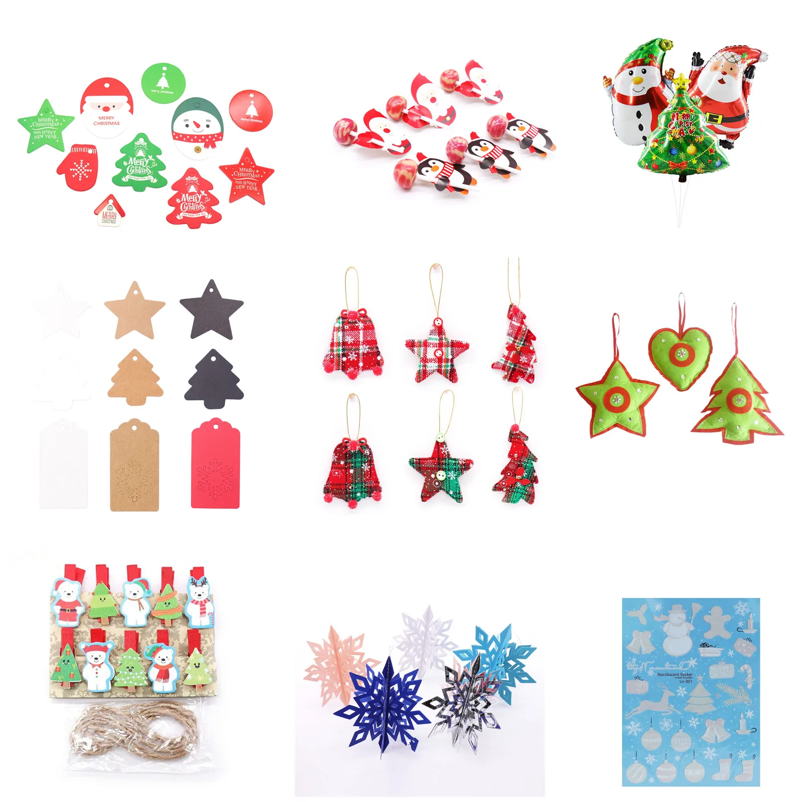 

Christmas Tree Pendant Kraft Paper Card Tag New Year Gift Luminous Sticker DIY Scrapbooking Crafts Xmas Decorations for Home