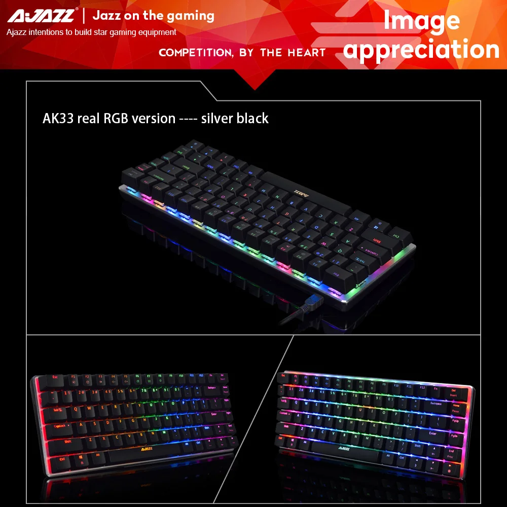 AJAZZ AK33 механическая клавиатура RGB игровая 82 клавиши синий/черный переключатель