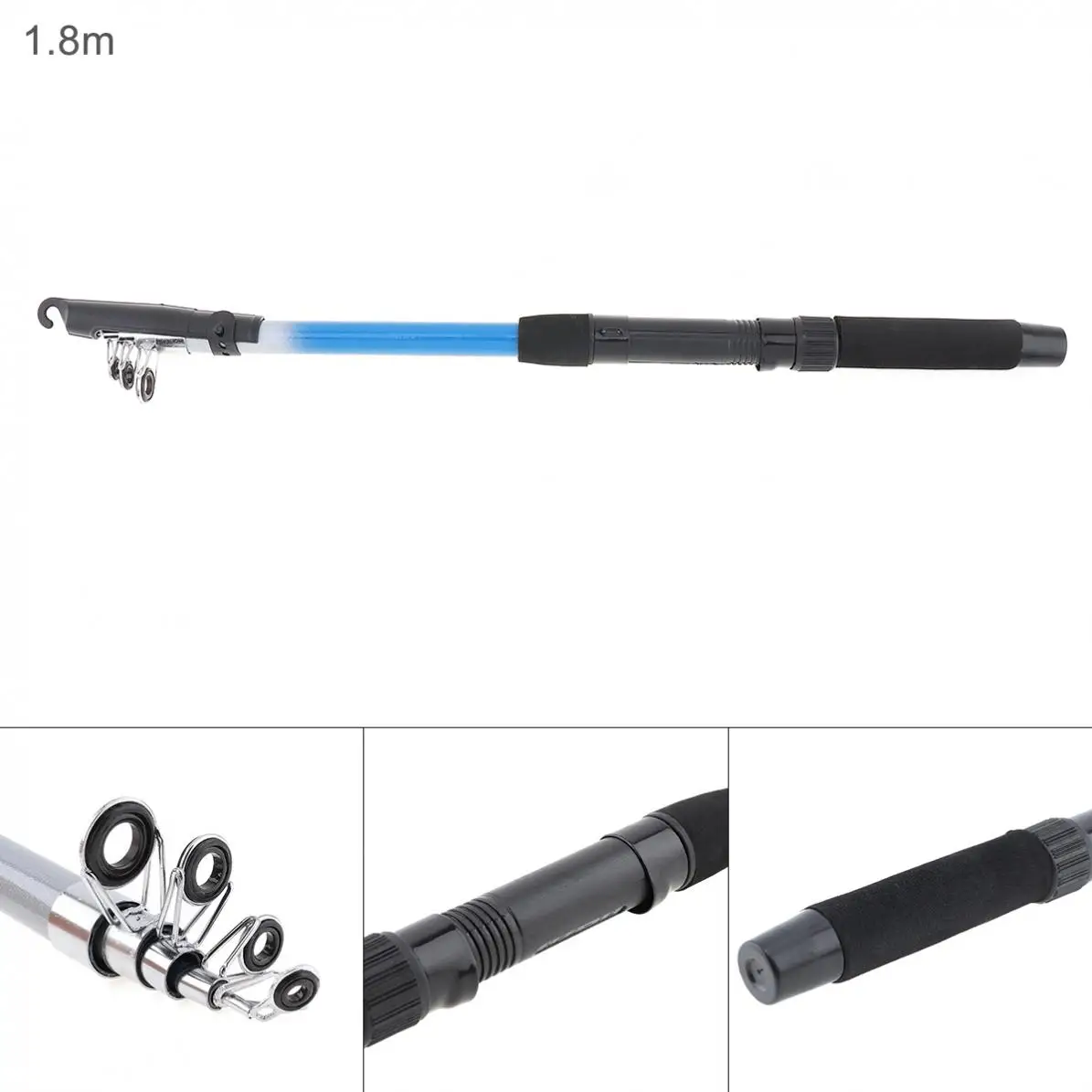 1.8m Fishing Rod Reel Line Combo Full Kits with Carp Fishing Lures Soft Bait Fishing Float Hook Swivel Lead Weight Etc Tool Set