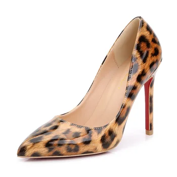 

2016 Big size 42 Mini Size 33 Pointed Toe Red Bottom Women's Pumps Work Career Shoes Leopard Fashion High Heels for Women