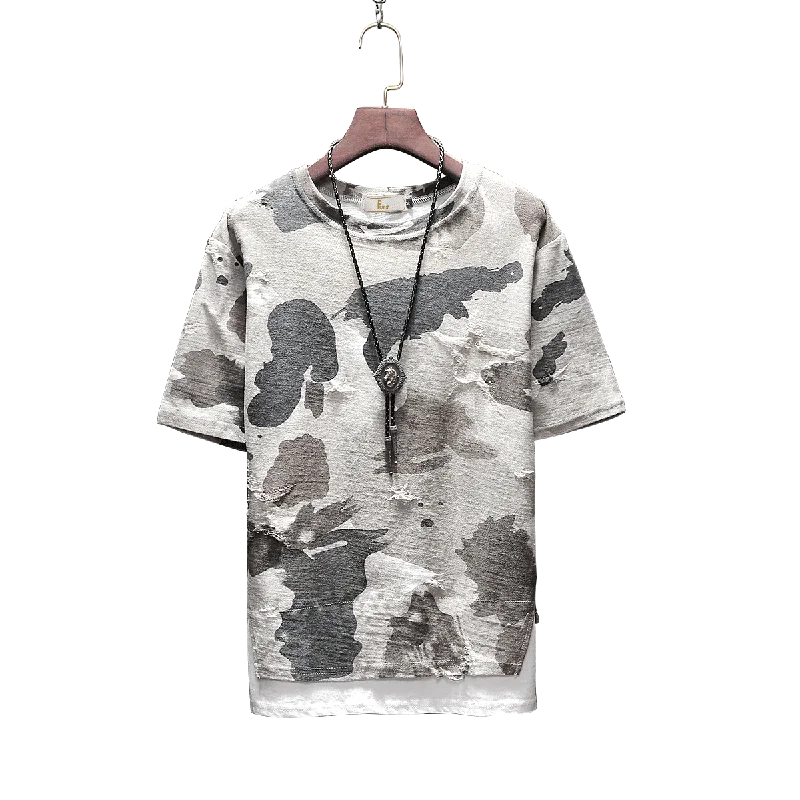 Мужская камуфляжная футболка с коротким рукавом в стиле милитари|brand t shirt|designer