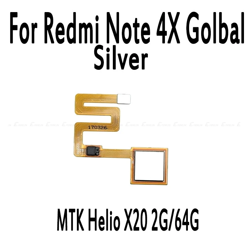 Сенсорный ID сканер отпечатков пальцев гибкий кабель для Xiaomi Redmi Note 3 Pro 4 4X глобальная Кнопка возврата домой ключ Замена частей - Цвет: Note4X Global Silver