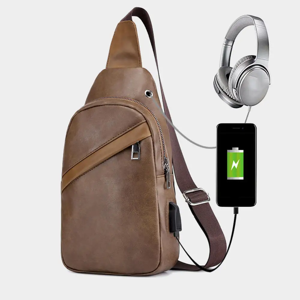 

New Men Waist Bag Business Shoulder bag High Capacity Chest Bag USB Recharging Design Multi-function Men's Messenger Bag
