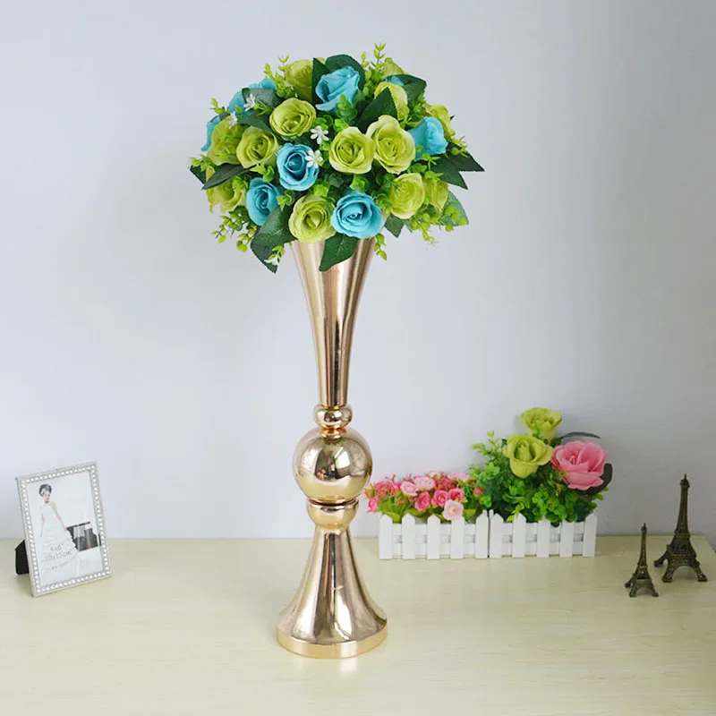 Настольная Ваза металлическая Свадебная ваза для цветов/Подставка для стола/Свадебные украшения золотые цветы/напольные вазы для вечерние украшения GHP021