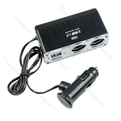 

Promotion Double USB Port 2 Way Car Splitter Cigarette Lighter Auto Socket Charger Adapter hot