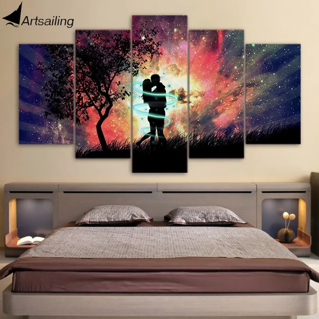 hd printed 5 piece canvas art love couple kiss picture valentine s