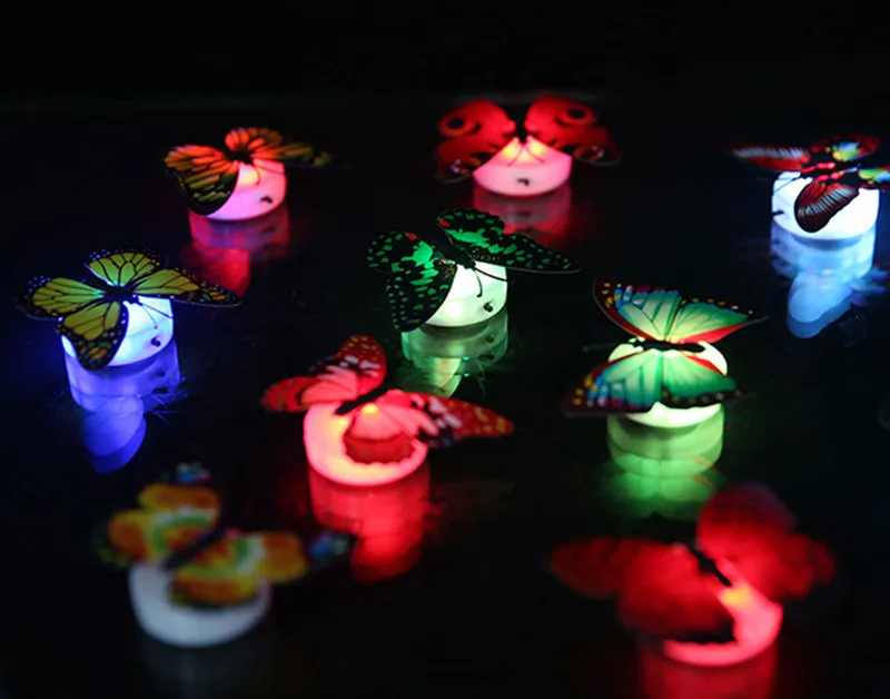 Красочный Светодиодный светильник в виде бабочки с присоской, для дома, гостиной, вечерние, настольные, Настенный декор