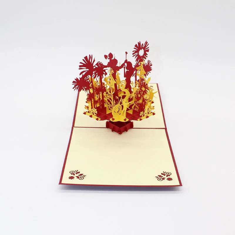  2 Colors 3D Laser Cut Handmade Happy Family Paper Invitation Greeting Card with Envelope Festival P - 32804116959