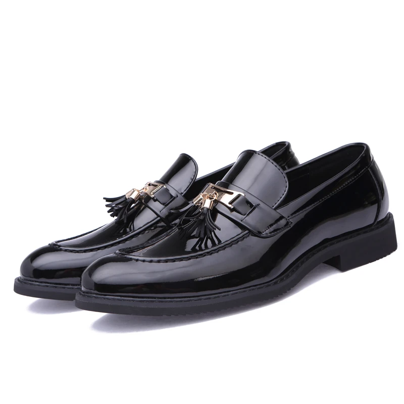 mens black wedding party dresses shiny patent leather tassel shoes slip on lazy shoes breathable summer oxfords loafers|Oxfords| - AliExpress