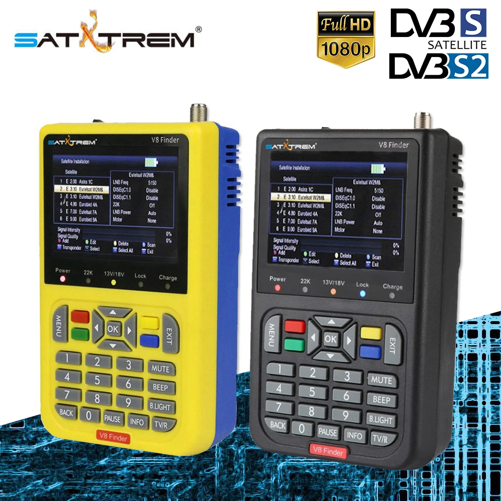 

Satxtrem V8 Finder Satellite Finder DVB-S2 Receiver Digital Signal Meter HD TV Antenna Outdoor Signal Detector Adjust Sat Dish