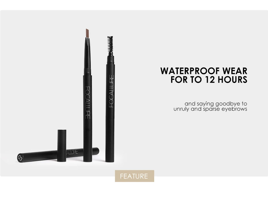 FOCALLURE, двойной карандаш для бровей, водостойкий, для увеличения бровей, натуральный макияж для глаз, карандаш для бровей