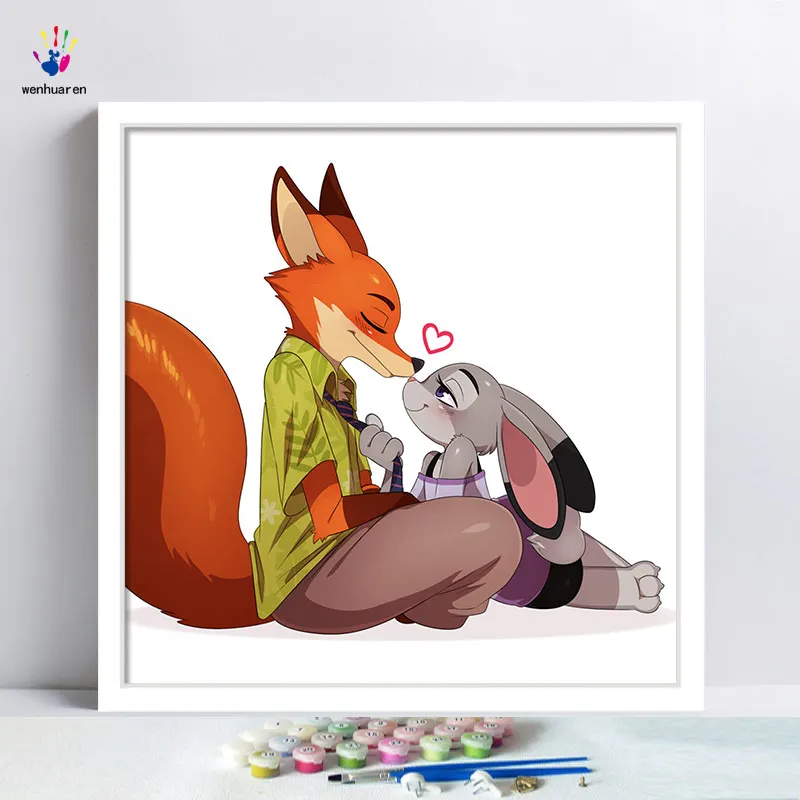 DIY Рисование по номерам картины по номерам с наборами Zootopia мультфильм анимация детская комната Висячие картины ручной работы - Цвет: 7183