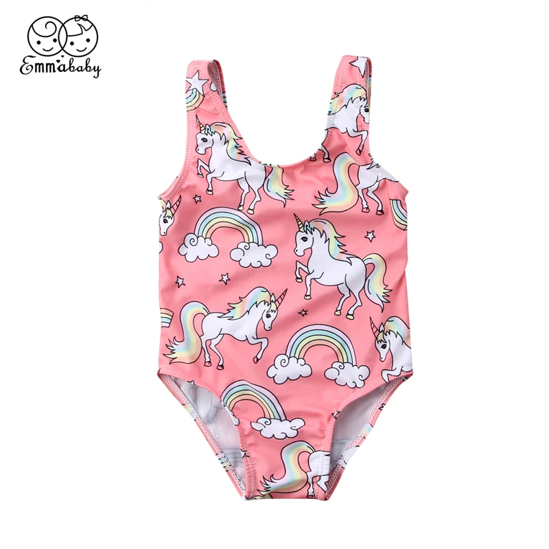

Emmababy high quality Toddler Baby Girl Cartoon Unicorn Swimsuit Swimwear Summer Swimming Bikini
