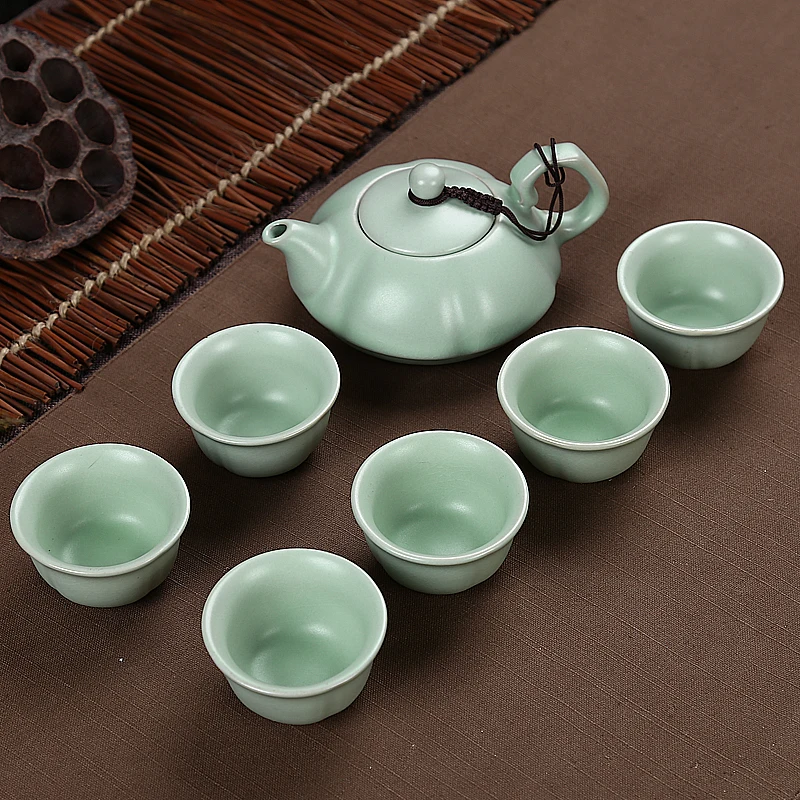 Buy Top ceramic Ru kiln tea set,1 kettles 6 teacup
