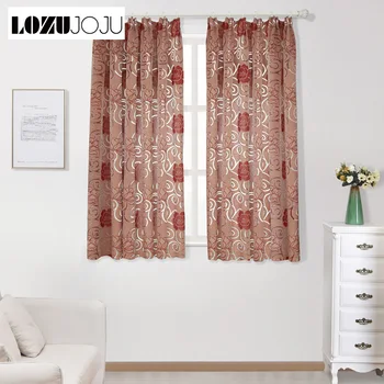 

LOZUJOJU Ready Made Floral Semi-Blackout Short Curtains for Living Room Kitchen Window Modern Design Jacquard Treatments