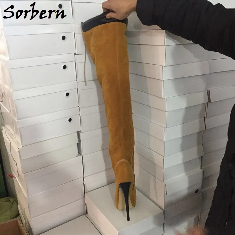 Sorbern/сапоги с перекрестной шнуровкой женские сапоги до бедра средней высоты