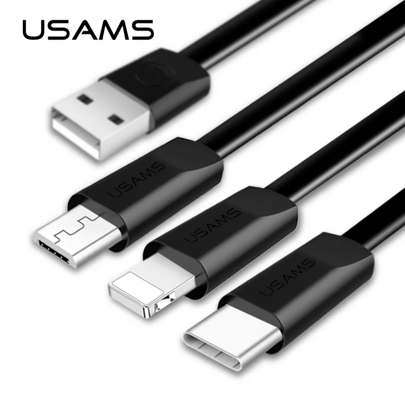 USAMS кабель для мобильного телефона для iPhone 2A зарядный кабель Micro usb type-C для samsung Xiaomi Синхронизация данных зарядное устройство USB кабель