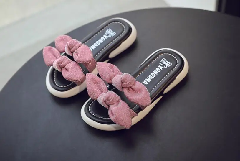 New Kids Slippers Summer Beach Children Cork Sandals Bling Sequins For Family Shoes Leopard Barefoot Flats Girls Slipper