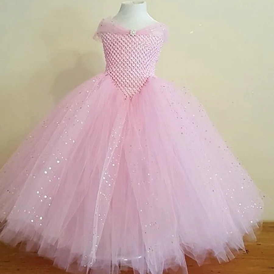 Girls Blue Glitter Princess Tutu Dress Elsa Inspired Kids Rhinestone Wedding TUTU (5)