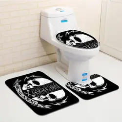 Бесплатная доставка, 3 шт. черный, белый цвет черепа Banyo Paspas Ванная комната ковер туалет коврик для ванной набор Нескользящие Tapis Salle De Bain Alfombra