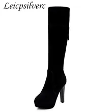Новые Высокие сапоги-трубы; модные пикантные сапоги на очень высоком каблуке; сапоги до колена из матовой кожи; Клубные сапоги