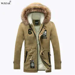 WZZAE 2018 зима новый стиль Теплая мужская Куртка парка толстый теплый меховой воротник Длинная хлопковая куртка Мужская Удобная хлопковая