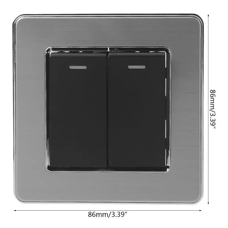 

2 Gang 2 Way Wall Panel Switch With LED Indicator Push Button Switches AC 110~250V