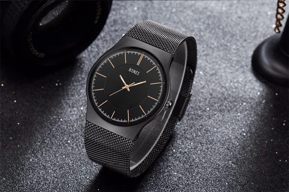 erkek kol saati Top Brand Fashion Mens Watches Luxury Quartz Watch For Men Casual Slim Mesh Steel Waterproof Sports Watch