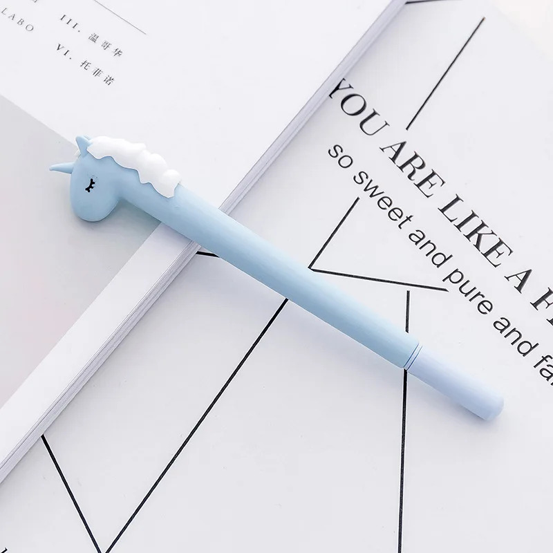0,38/0,5 мм креативный Единорог Фламинго гелевая ручка подпись ручка Escolar Papelaria для офиса школы канцелярские принадлежности подарок - Цвет: B-blue