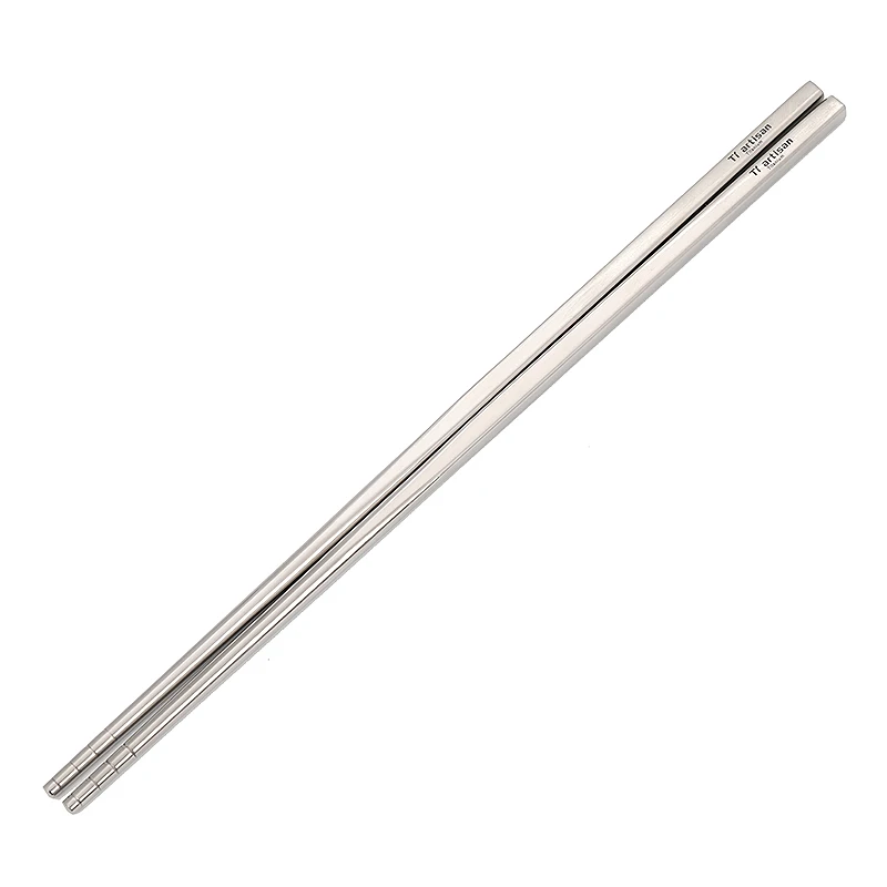 Tiartisan outdoor titanium chopsticks portable square Chinese dinner mix soup tableware cookware camping home with bags