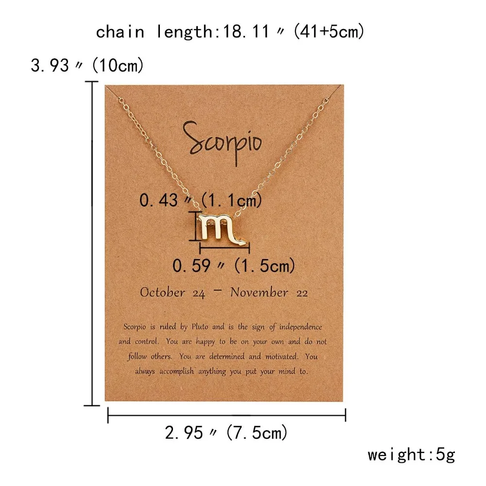 Rinhoo стиль 12 Созвездие подвеска ожерелье с картой Знак зодиака золотое ожерелье для женщин и мужчин подарки на день рождения ювелирные изделия