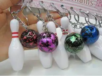 100pcs Bowling bag plastic Pendant mini Bowling ball keychain advertisement key chain fans souvenirs key ring School gifts