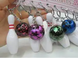 100 шт сумка для боулинга пластиковый кулон мини-Боулинг Мяч Брелок реклама цепочка для ключей сувениры для поклонников кольцо для ключей