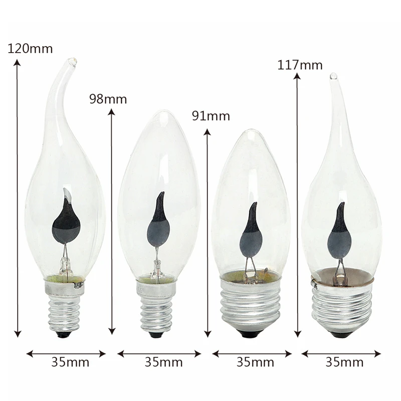 Новое поступление, светодиодный лампочка эдисона E14 E27 3 Вт, пламенное освещение, винтажный мерцающий эффект, вольфрамовая новая лампа с подсвечником, оранжевый и красный цвета