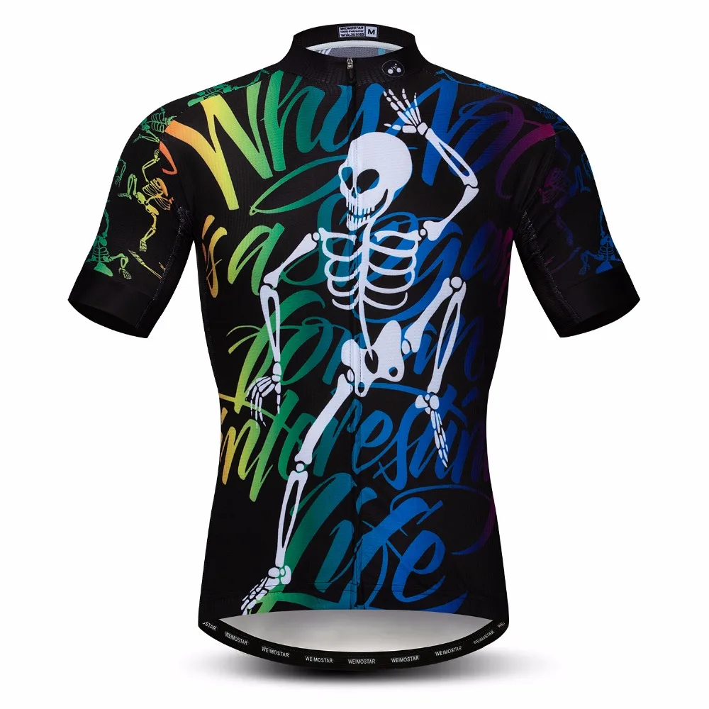 

Skull Cycling Jersey men Bike Jersey 2018 road MTB bicycle Shirts Short Sleeve Mountain sportswear maillot Racing top Blue white