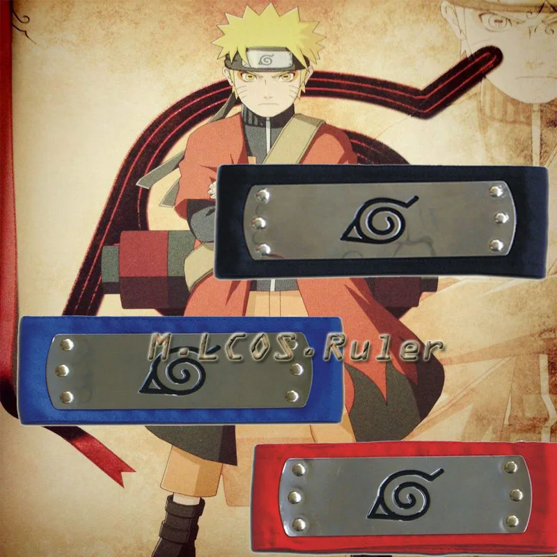

Naruto Narutpo Ninja Headbands for Uzumaki Naruto Haruno Sakura Uchiha Sasuke Three Color Blue Black Red Halloween Cos