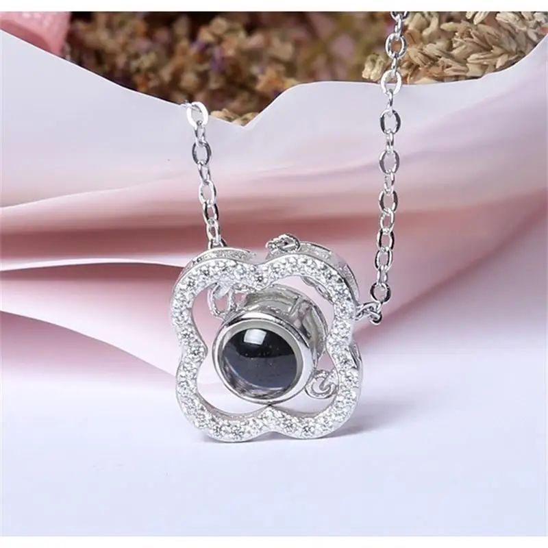 

S925 sterling silver couple necklace 100 languages I love you pendant necklace Christmas Eve gives her the most beautiful gift