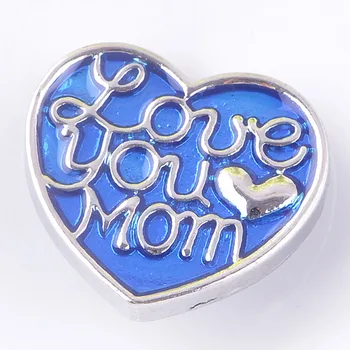

New KZ1297 Beauty Heart shape"love you mom" 18MM Metal giner snap button for DIY snap jewelry wholesale