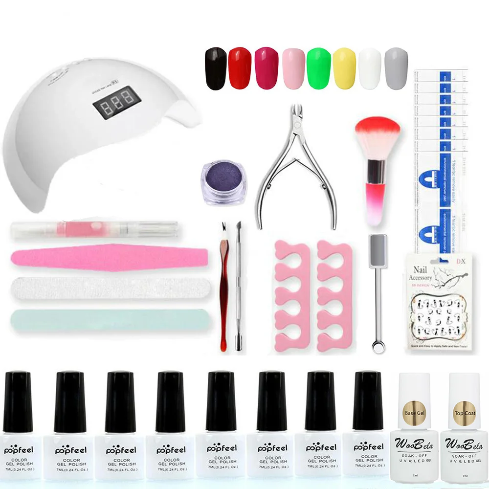 

Manicure Tools Kit with or without 60W LED UV Nail Lamp Nail Art Set Metal Magnetic Cateyes Powder & Colors Gel Nail Polish Set