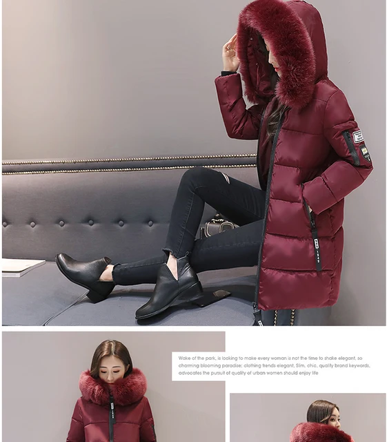 Parka Women Winter Coats Long Cotton Casual Fur Hooded Jackets Ladies Warm Winter Parkas Female Overcoat Women Coat MLD1268 -