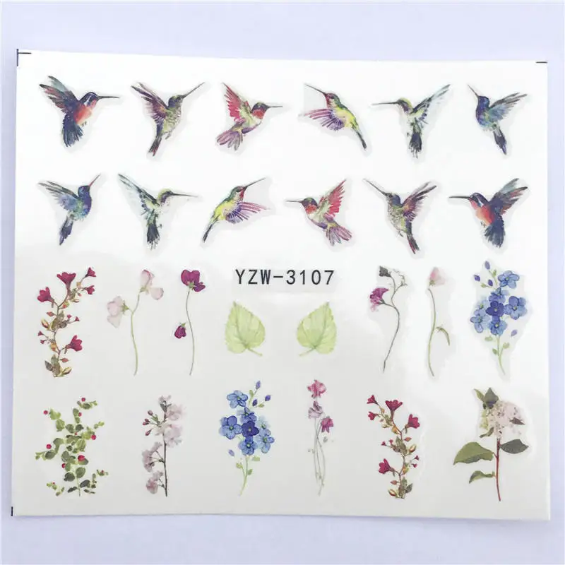 1 шт прозрачный цвет цветок переводные наклейки для ногтей наклейки DIY модные обертывания Советы маникюрные инструменты
