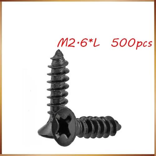 

wood screws 500PCS-M2.6*5/6/8/10/12 GB846 Black Small Flat Countersunk Head Tapping Screw Self Tapping Screws