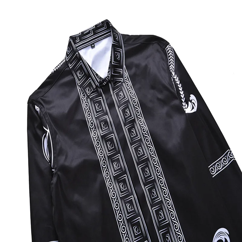 Mens Fancy Shirts Men Long Sleeve Male Luxury Animal Print Dress Shirt Vintage Palace Baroque Camisa 3