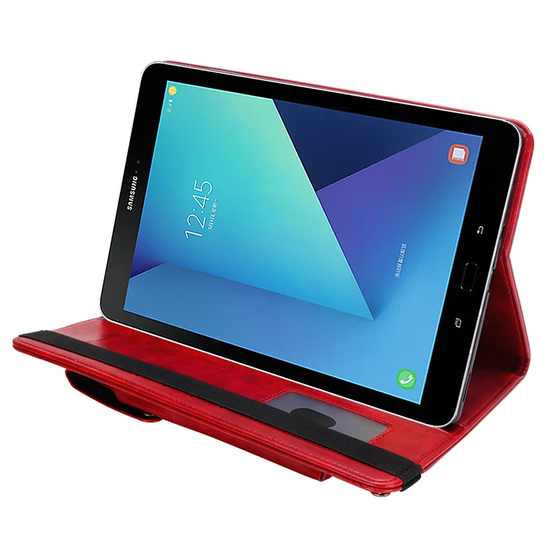 Case for Samsung Galaxy Tab S3 9.7'' SM-T820 T825 With Pen Holder PU Leather Wallet Card Slots Tablet Folio Case Stand Cover (69)